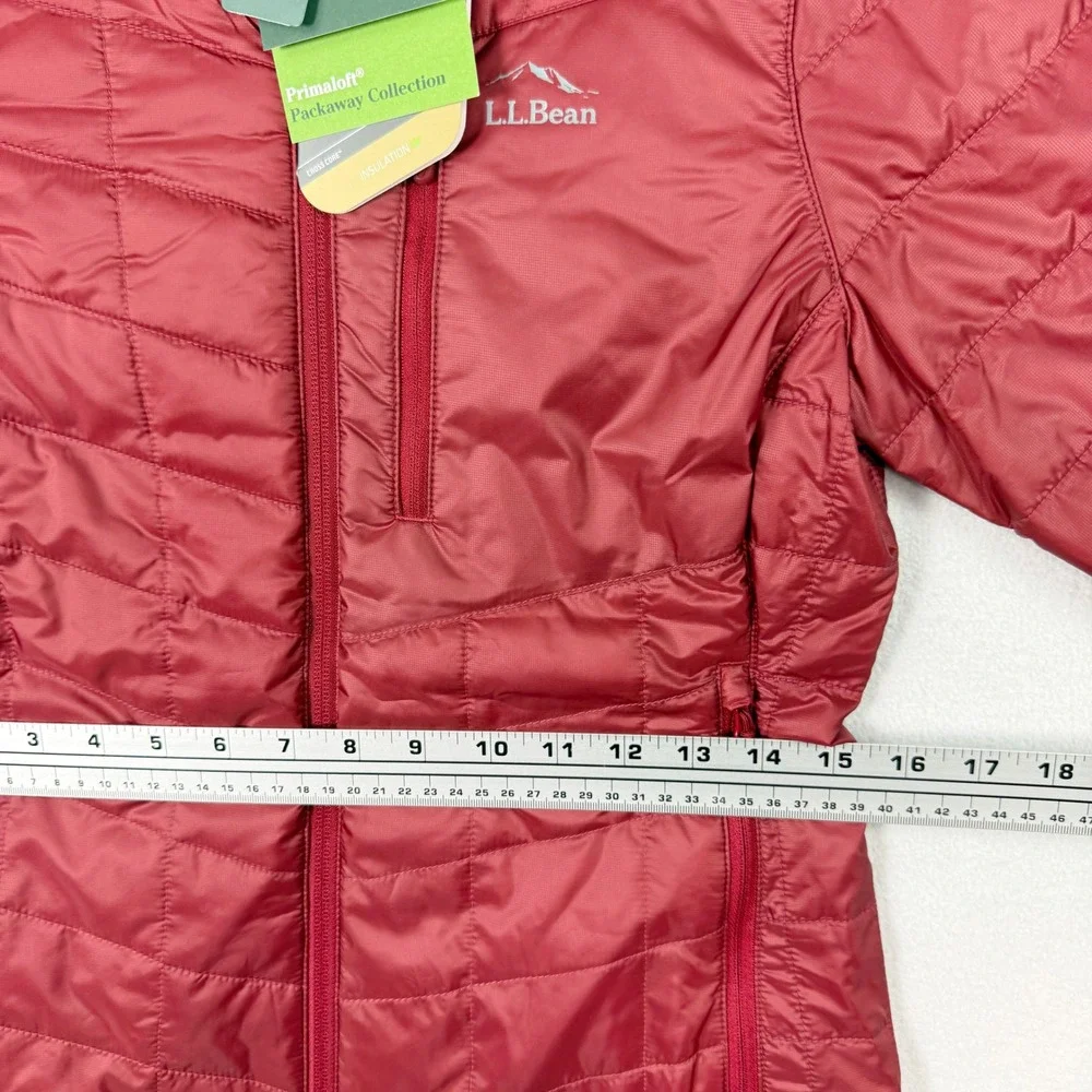 LL Bean Packaway Primaloft Hooded Jacket Size Petite XXS Womens Dark Rose NEW